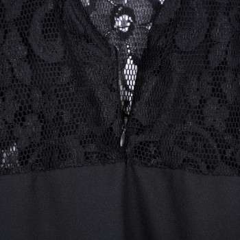 Sleeveless Lace Dress V Back Party Dresses Hollow Out Black Mini 